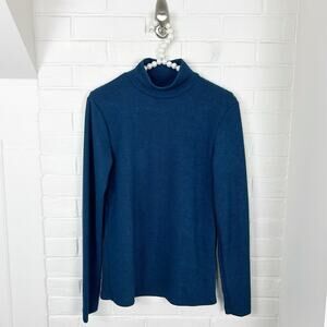 Lularoe Blue Ribbed Mock Neck Lightweight Knit Long Sleeve Size S
